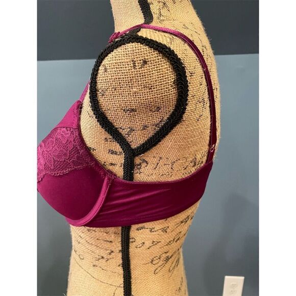 Maidenform Women's Push-Up Lace Bra Burgundy 34D Adjustable Straps Underwire - Picture 7 of 11